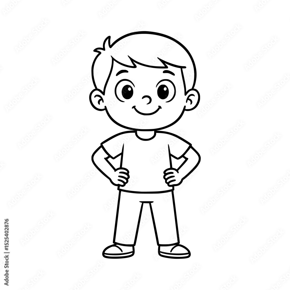 Line drawing, simple cartoon character Line drawing, simple cartoon character