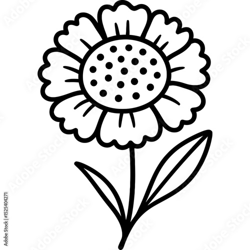 Minimalist scabiosa flower icon design