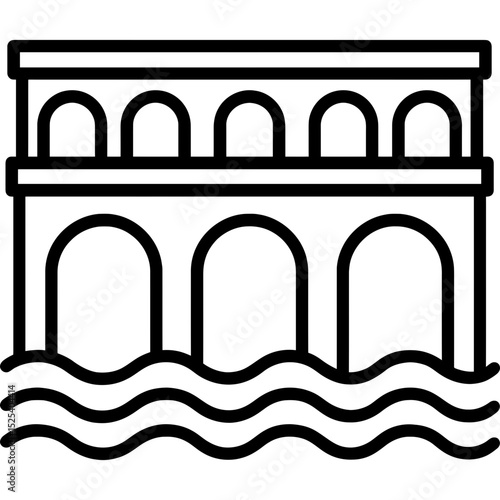 Roman aqueduct icon with bold black lines