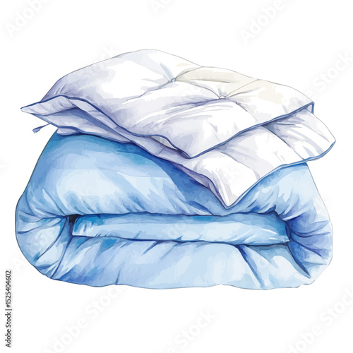 Duvet, watercolor illustration vector, high quality, isolated on a white background.