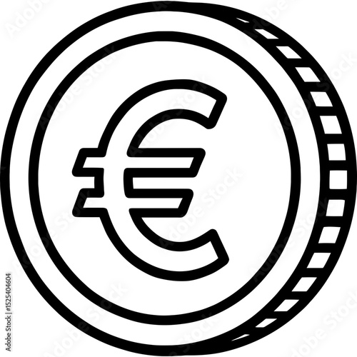 Minimalist outline of euro coin icon