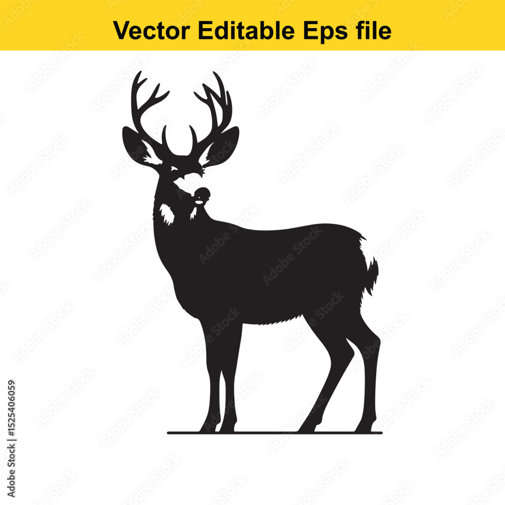 Obraz premium Majestic Silhouette of a Buck Deer in Black and White