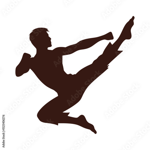 Minimalist icon, martial arts kick 