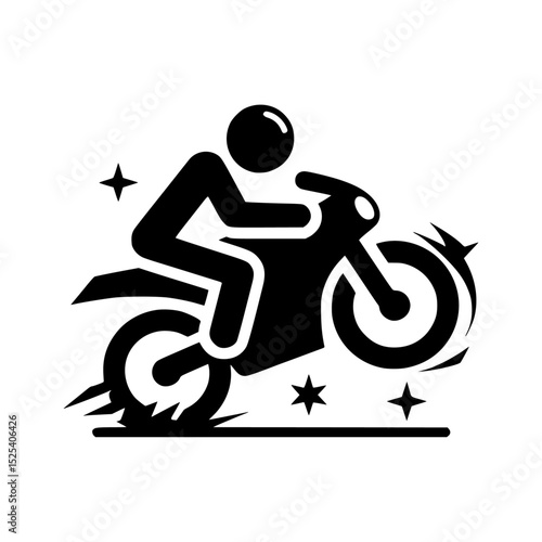 Minimalist icon, motorcycle crash