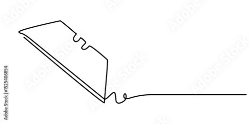 Razor blade continuous one line art drawing, continuous single drawn one line razor hand-drawn picture silhouette. Line art cutting blade razor, Continuous line drawing of shaving razor, single line. 