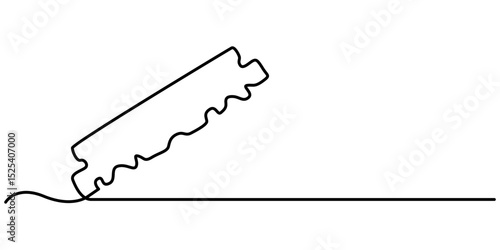 Razor blade continuous one line art drawing, continuous single drawn one line razor hand-drawn picture silhouette. Line art cutting blade razor, Continuous line drawing of shaving razor, single line. 