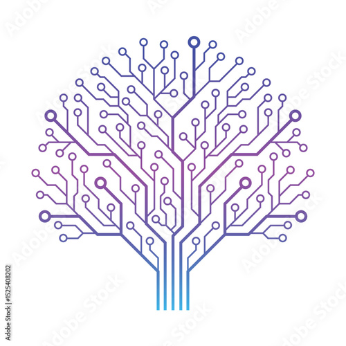Abstract Circuit Board Tree Vector Illustration.  