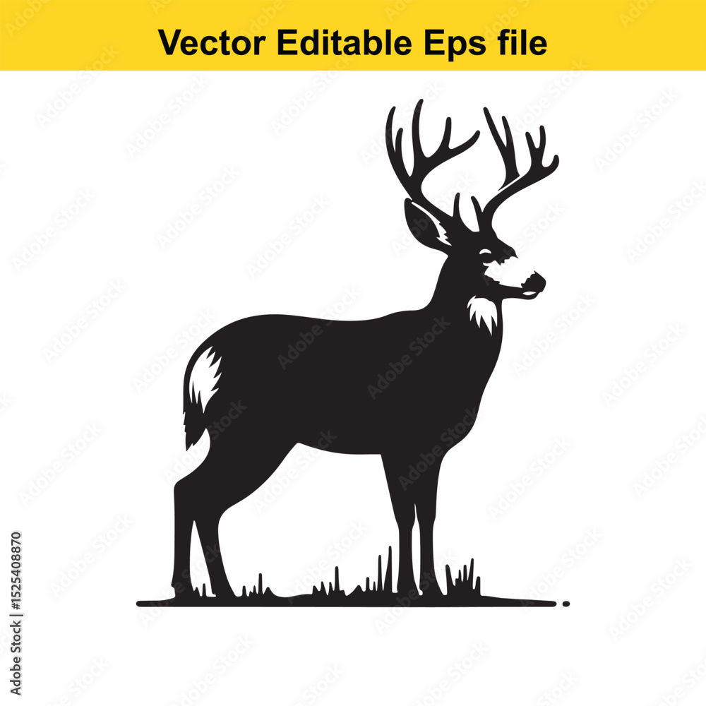 Obraz premium Majestic Mule Deer Silhouette in a Grassy Meadow