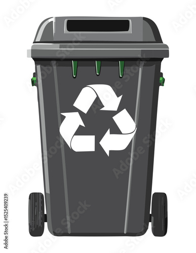 Simple Dark Gray Recycling Receptacle
