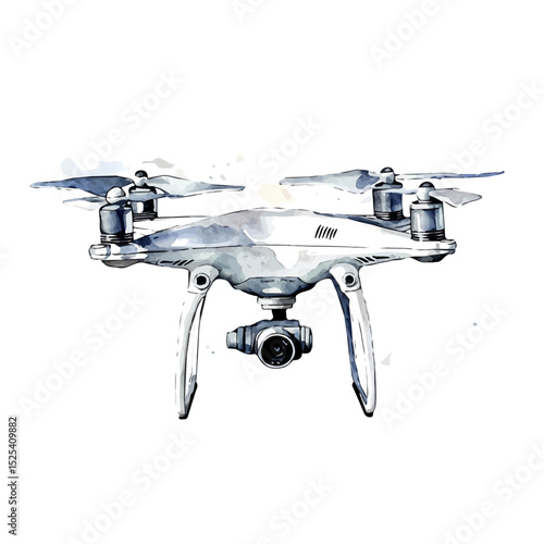 Drones, watercolor drawing vector, high quality, isolated on a white background.