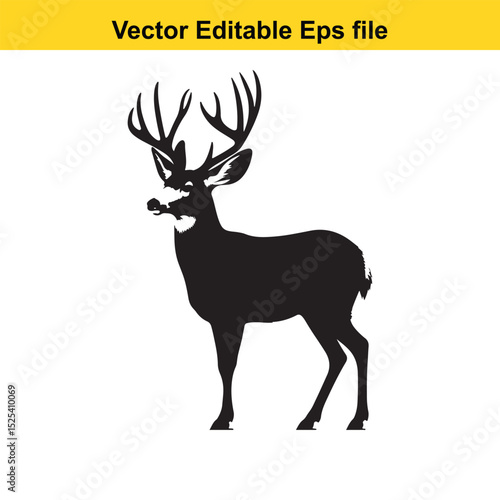 Majestic Mule Deer Silhouette: A Vector Illustration