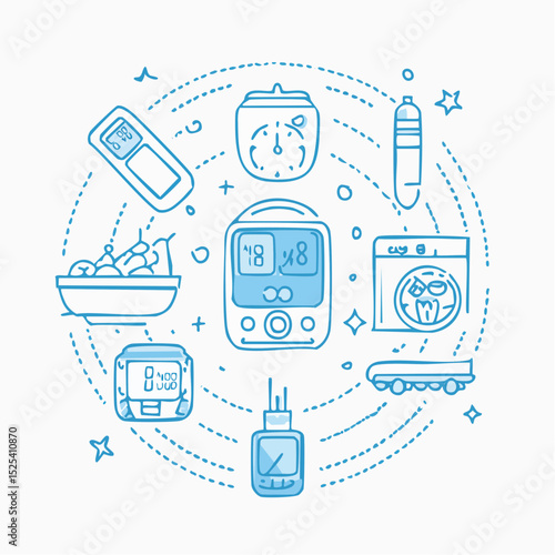 Illustration of medical instruments, showcasing diverse diagnostic and therapeutic tools
