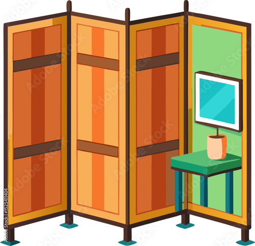 Room divider vector line art icon ,black and white , white background 