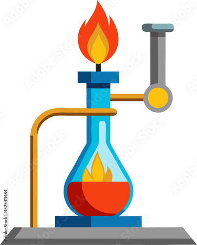 Bunsen burner white background 