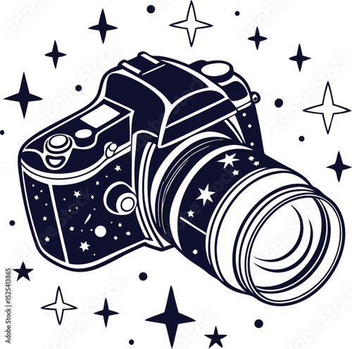 Celestial camera illustration space themed photography design