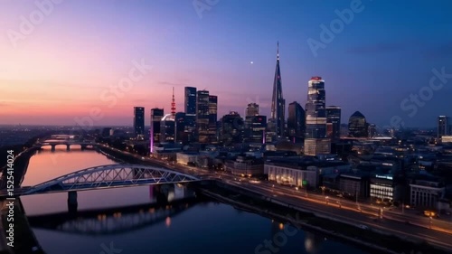 Bridges and Bright Lights, Smooth repeating motion for background video animation.