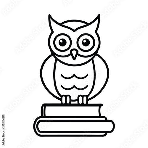owl with book vector on white background