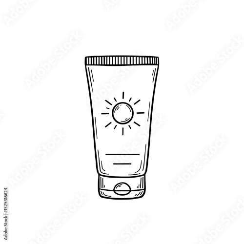 Sunscreen tube for skincare and sun protection illustration