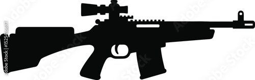 Silhouette of a Sniper Rifle with Scope Vector Illustration
