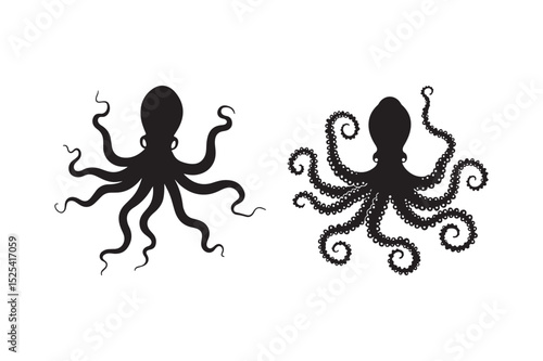 Wallpaper Mural Octopus Silhouette Vector Set Marine Animal Clipart Icons Torontodigital.ca