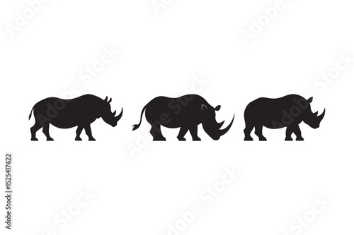 Rhino Silhouette Vector Bundle Wild Animal Safari Clipart Icons