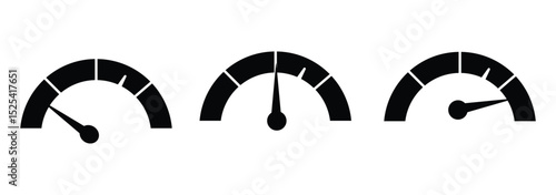 Speedometer, tachometer icon. Speedometer indicator icon collection.