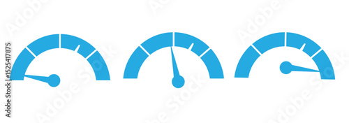 speedometer color icon set. Low, medium, high speedometer sign. Rating Speed Meter