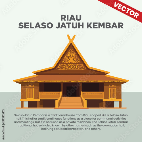 Indonesian Traditional House Selaso Jatuh Kembar from Riau Province