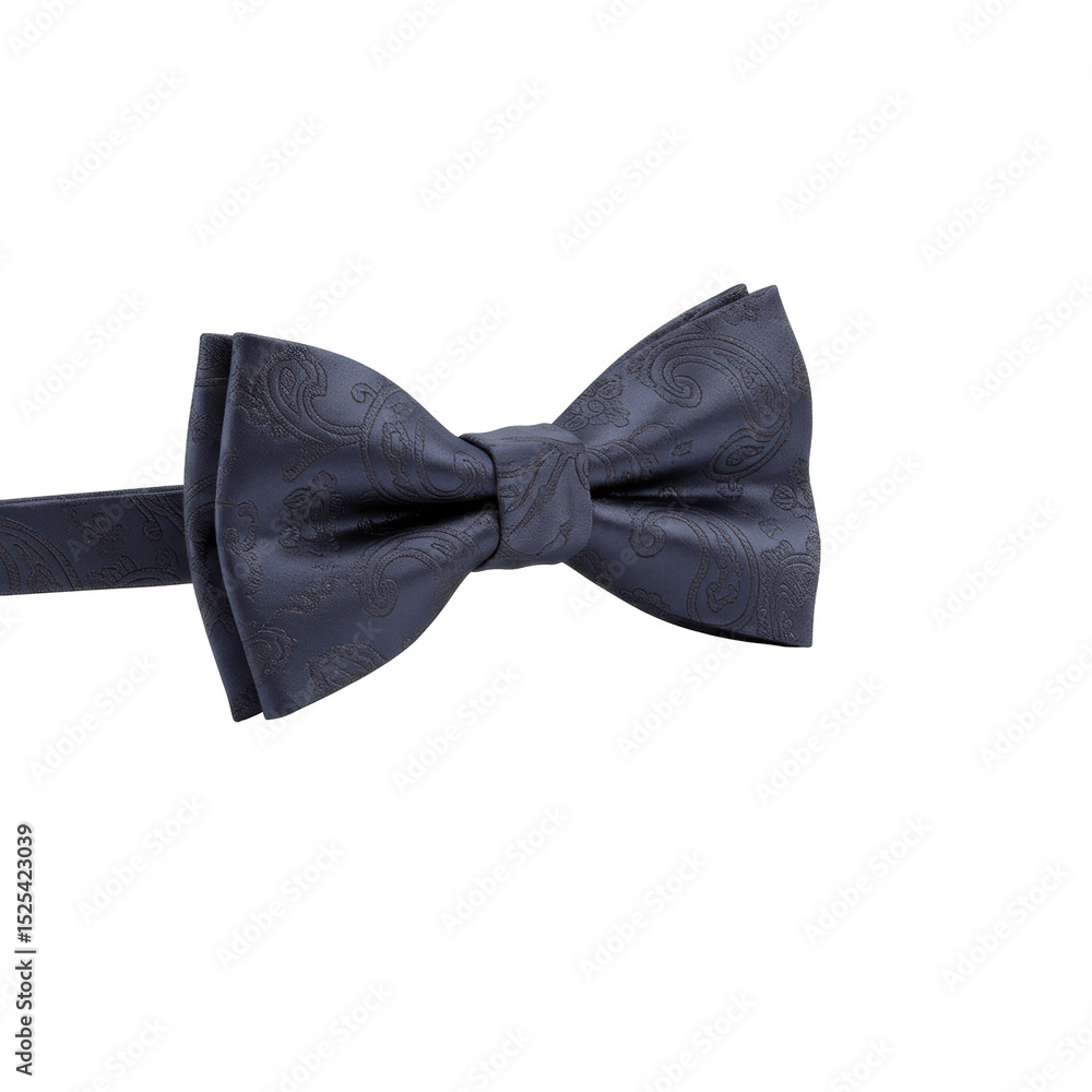 Exquisitely crafted diamond point silk bow tie with intricate paisley pattern, smooth and luxurious, presented on a pristine seamless white background for luxury fashion accessory advertising Exquisitely crafted diamond point silk bow tie with intricate paisley pattern, smooth and luxurious, presented on a pristine seamless white background for luxury fashion accessory advertising