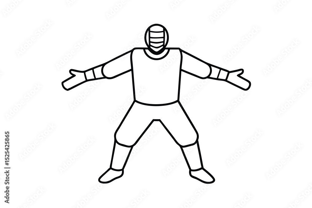 Continuous line drawing of goalkeeper Continuous line drawing of goalkeeper