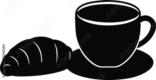 continental tray with orange juice and croissants silhouette vector