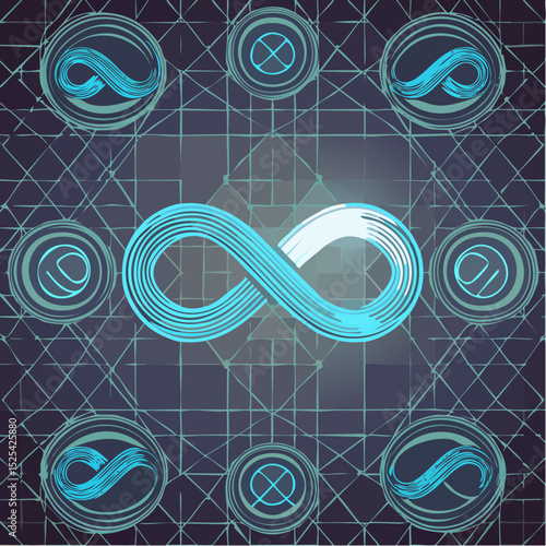 Digital Infinity Loop Symbol on Futuristic Grid – Technology and DevOps Concept Illustration