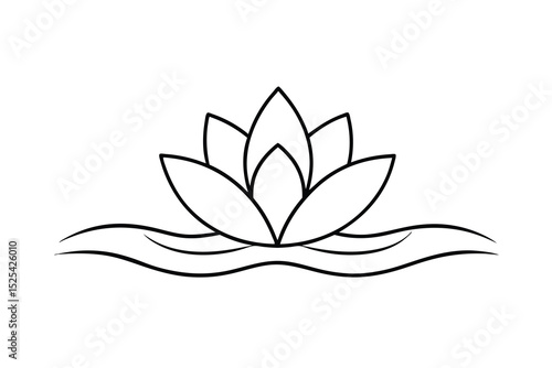 Continuous line drawing of gold lotus