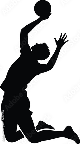 Dynamic Silhouette of a Volleyball Player Making an Incredible Save