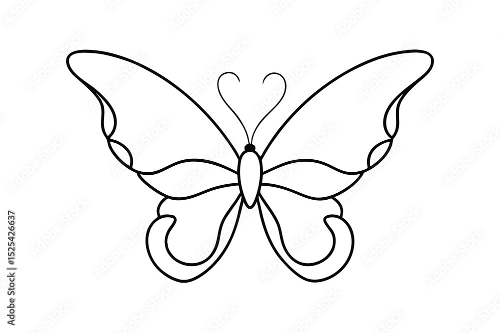Fototapeta premium Continuous line drawing of silver butterfly
