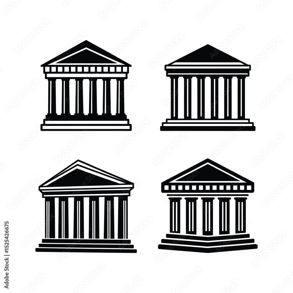 Obraz premium Set of Ancient Greek Roman building vector art illustration