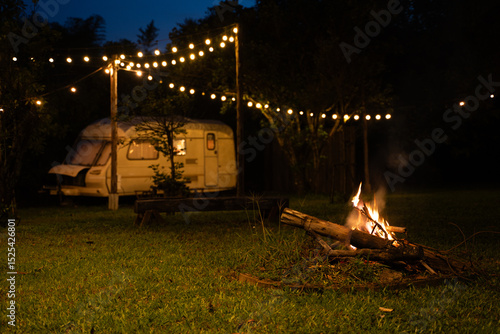 Принти на полотні Travel leads to adventure and exploration, where camping under stars blends relaxation with nature’s beauty, and stories shared by the campfire light up the vacation