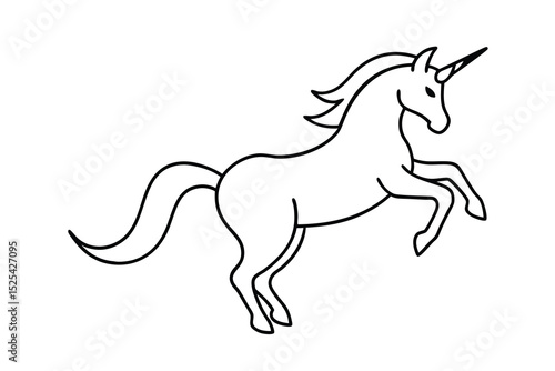 Continuous line drawing of silver unicorn