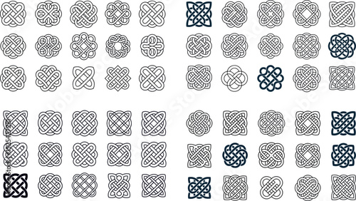 a grid filled with various Celtic knot patterns. The collection includes intricate circular and square interwoven designs.
