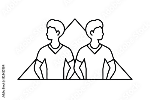 Continuous line drawing of two teammates at home