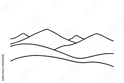 Continuous line drawing of desert dunes