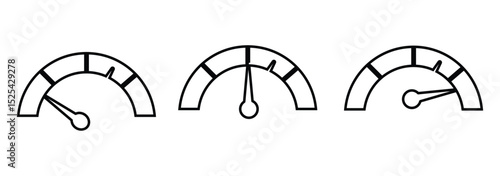 Speedometer, tachometer icon. Speedometer indicator icon collection.
