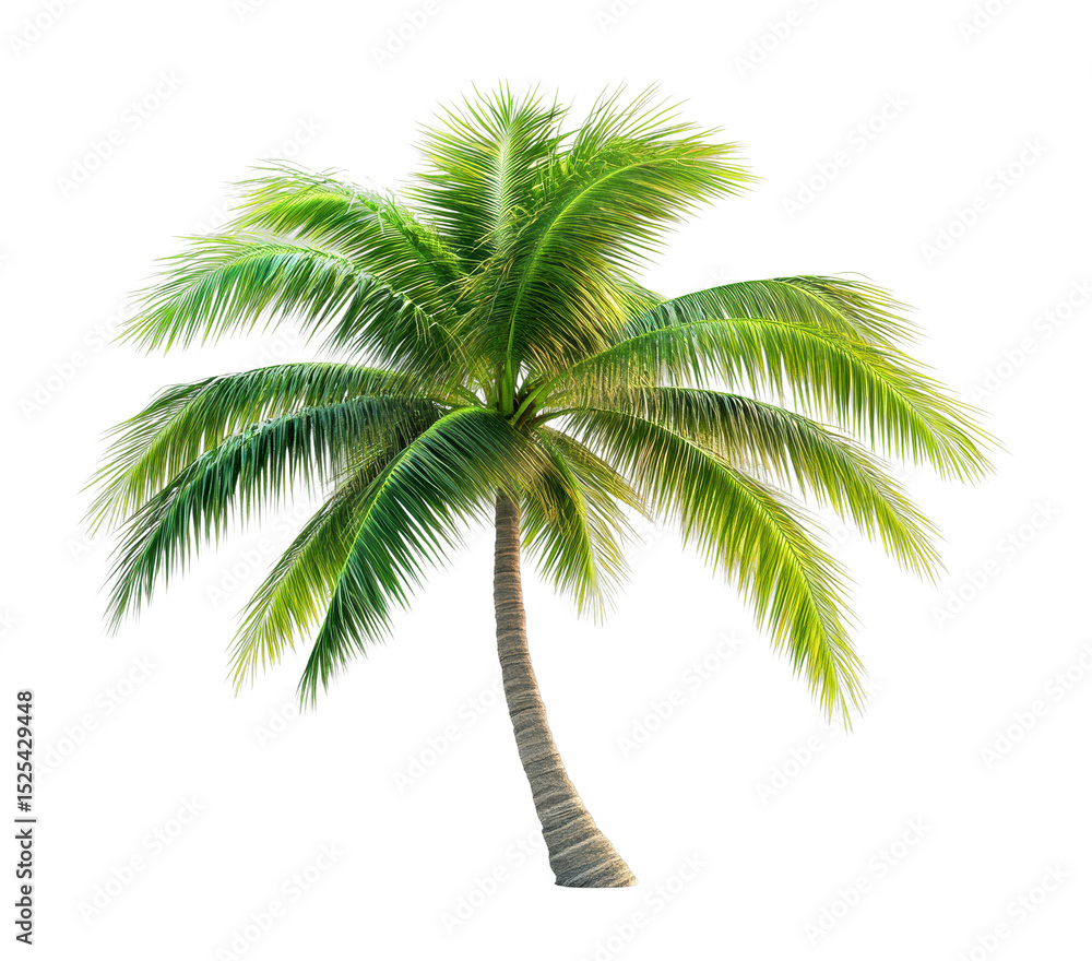 Obraz premium Lush palm tree tropical paradise nature bright environment upward view serenity isolated on transparent background