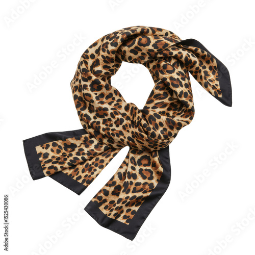 Wallpaper Mural Luxurious silk leopard print scarf, artfully laid out, showcasing full form, intricate pattern, natural drape on a clean white background in a shadowless studio, commercial product photography concept Torontodigital.ca