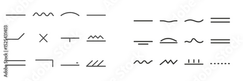 Variety of abstract line designs in minimalist style suitable for backgrounds and graphic elements