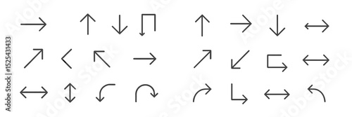 Various directional arrows displayed in a grid pattern on a clean background for use in design and navigation