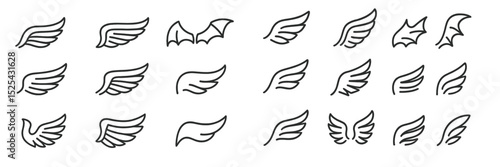 Variety of wing designs showcasing different styles and shapes for artistic inspiration and creativity