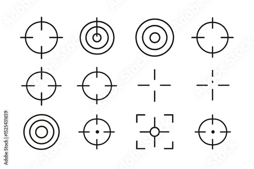Graphic design of various target symbols in a grid layout on a plain background for use in visual media