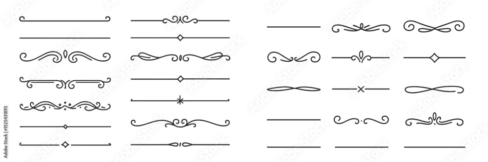 Naklejka premium Elegant decorative dividers in various styles for design projects showcasing artistic flair and versatility