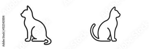 Silhouettes of two cats in a minimalist style showcasing their distinct postures and expressions